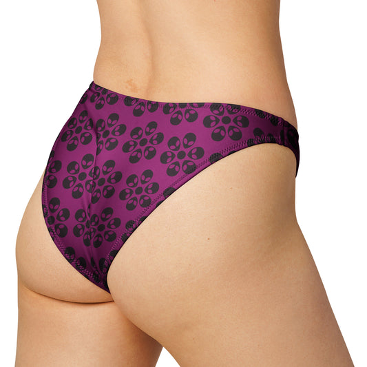 Alien Flowers - Recycled V-cut bikini bottom - Eggplant.
