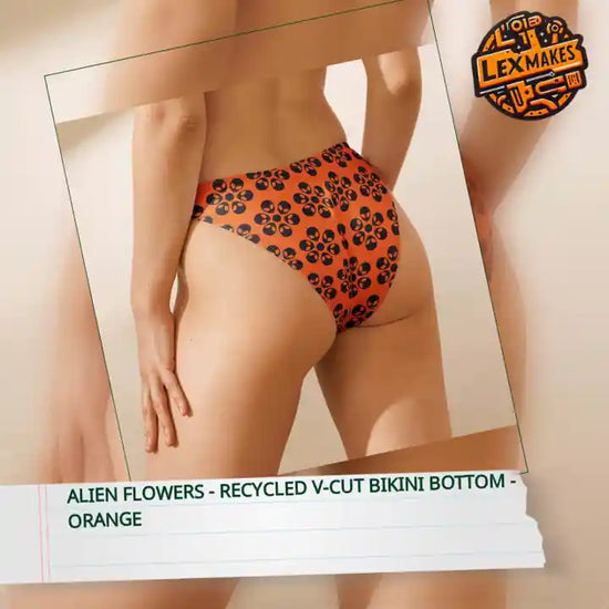 Alien Flowers - Recycled V-cut bikini bottom - Orange.