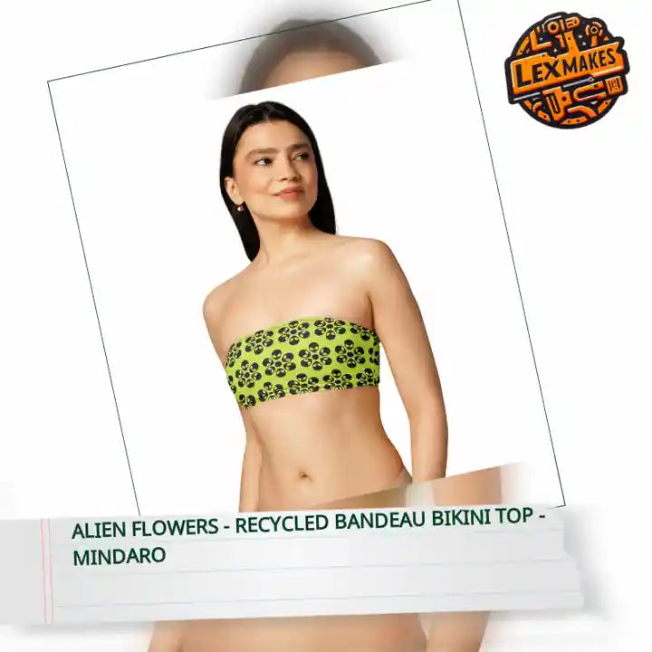 Alien Flowers - Recycled bandeau bikini top - Mindaro.